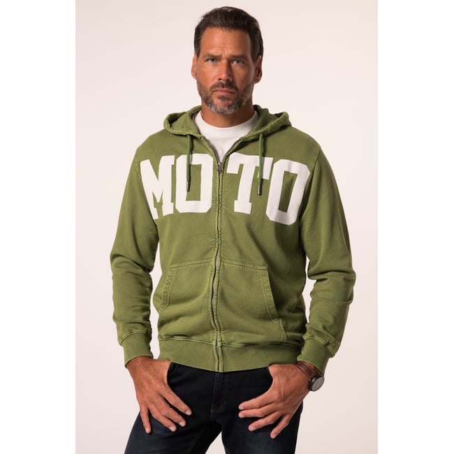 Sweat-shirt à capuche en molleton vert kaki <span itemprop=