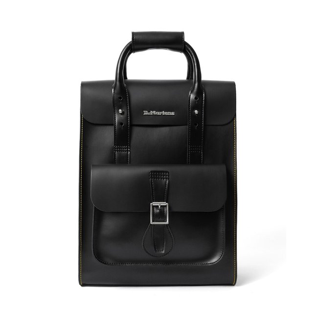 Mochila con compartimentos, de cuero Kiev y Smooth negro <span itemprop=