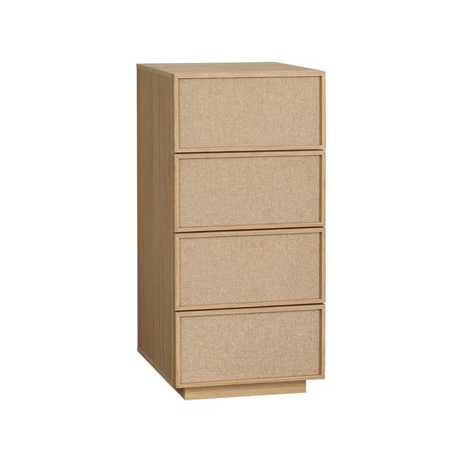 Chiffonnier décor bois et tissu 4 tiroirs KUBA - SWEEEK