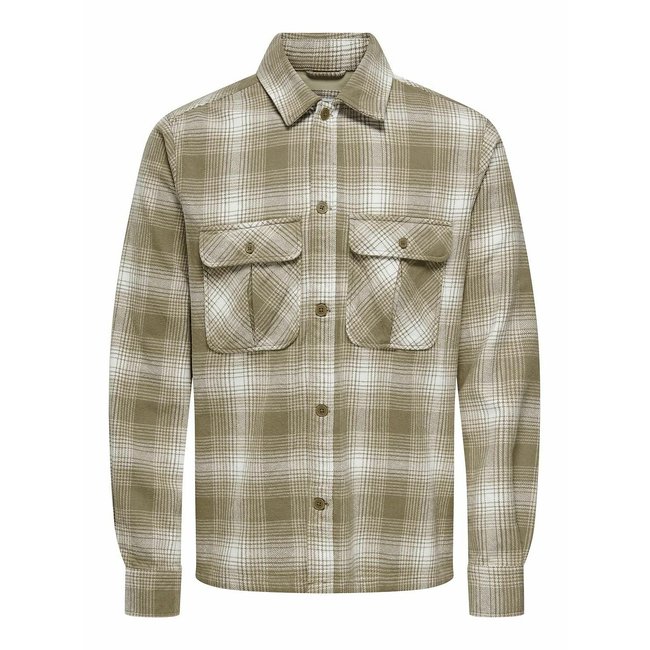 Checked Shacket, beige, ONLY & SONS