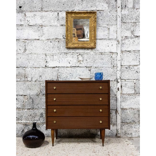 Commode contemporaine en bois Olga N°1048 - Bon état Couleur bois foncé <span itemprop=