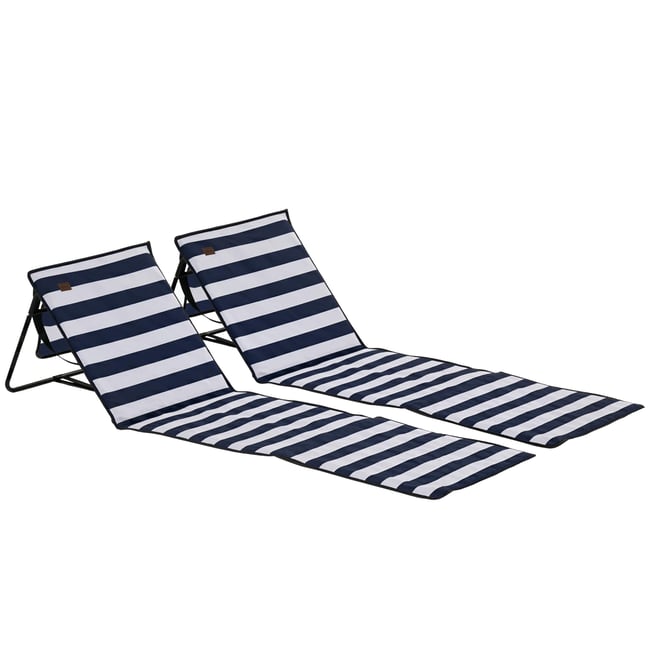Chaise longue de plage Tissu Oxford Bleu - OUTSUNNY