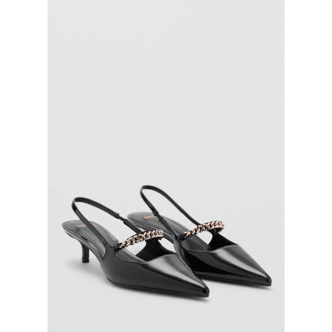 Chaussures talon bride maillons noir <span itemprop=