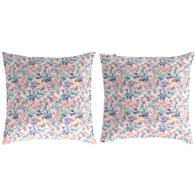 Lot de 2 taies d'oreiller en coton POESIE B multicolore <span itemprop=