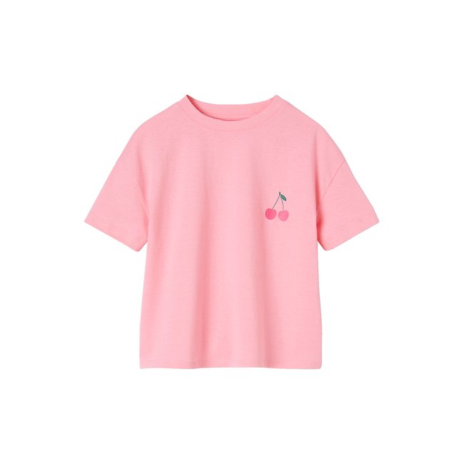 Tee-shirt uni manches courtes rose bonbon <span itemprop=