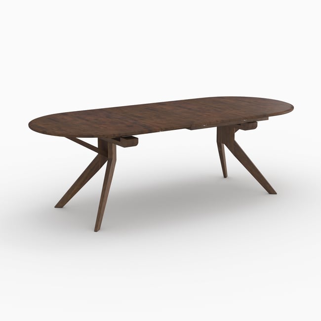 Table extensible en bois d'hévéa massif 6 à 8 personnes - OLI Couleur marron foncé <span itemprop=