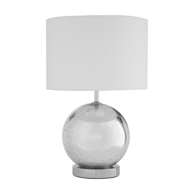 Chrome Spherical Glass with White Shade Table Lamp, white, SO'HOME