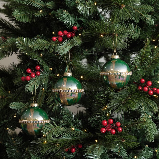 Set of 3 Oil-Slick baubles, multi-coloured, SO'HOME