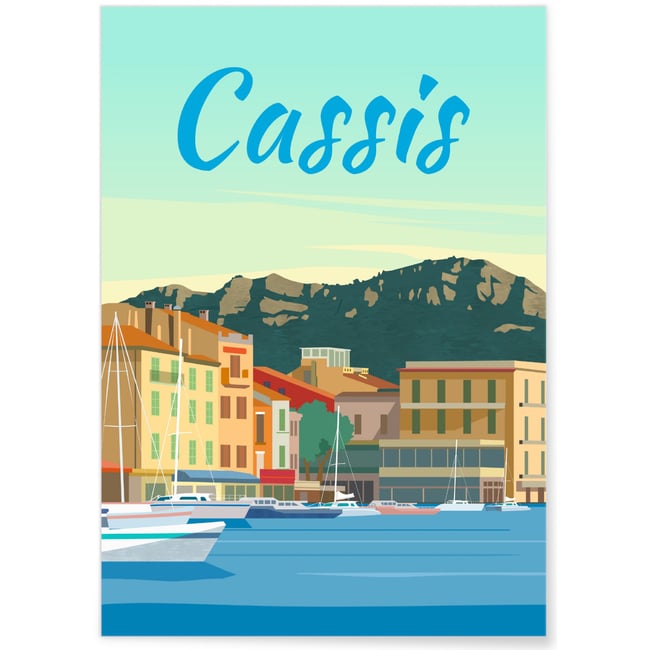 Affiche ville Cassis Couleur blanc <span itemprop=