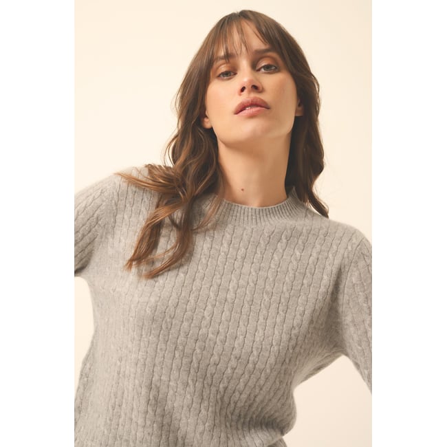 Pull Col Rond Nuage Chiné Jade gris clair chiné <span itemprop=