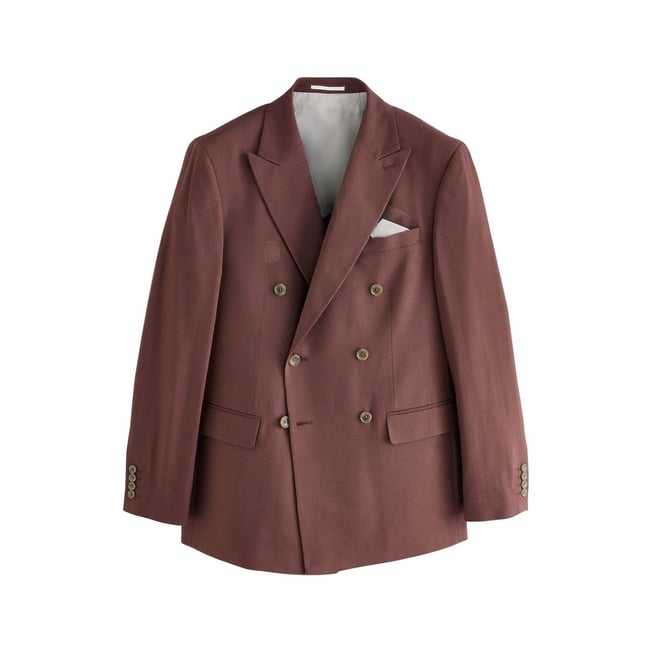 Veste de costume slim à boutonnage croisé marron rouille <span itemprop=