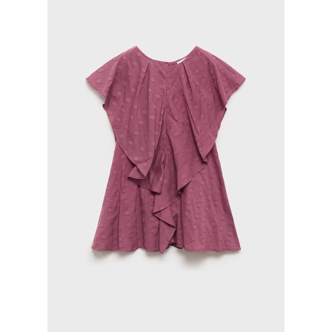 Robe pois volants violet <span itemprop=