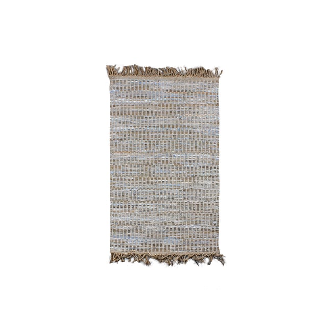 Tapis en cuir, jute et coton, ALTAY Couleur taupe <span itemprop=