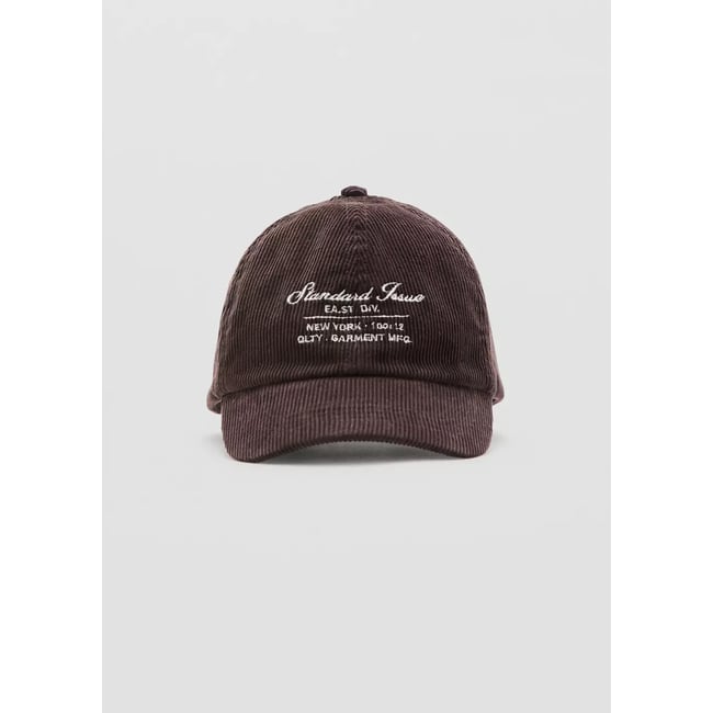 Casquette velours côtelé brodée chocolat <span itemprop=