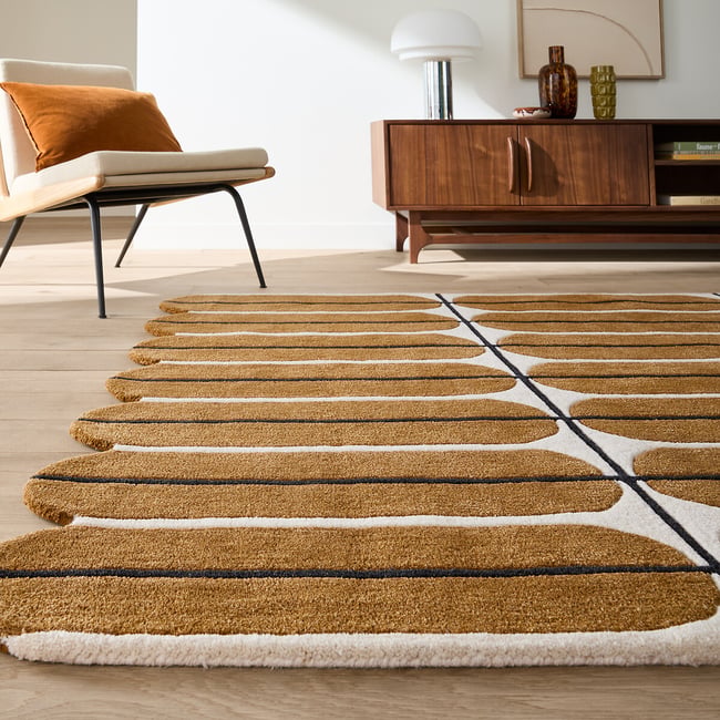 Tapis en 58% laine, VILNIA Couleur caramel <span itemprop=