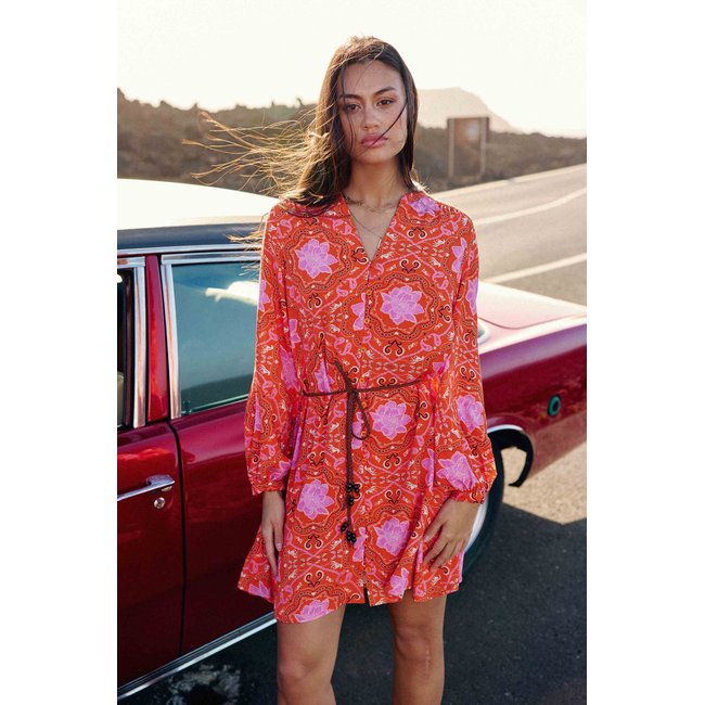 Robe courte evasée imprimé graphique RUY 64-bandana <span itemprop=