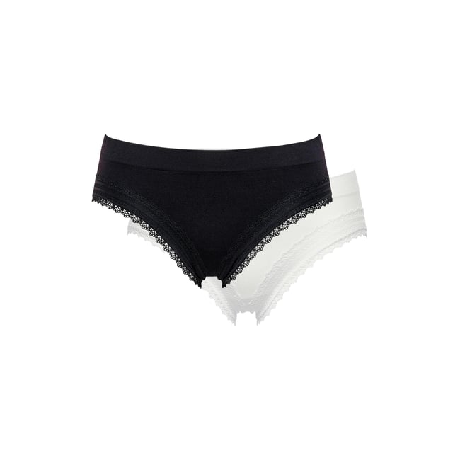 Lot de deux slips AGATHE noir&ivoire <span itemprop=
