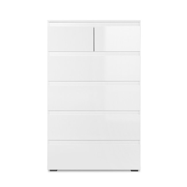 Chiffonnier 6 Tiroirs L80 x H131cm - PRETORIA Couleur blanc <span itemprop=