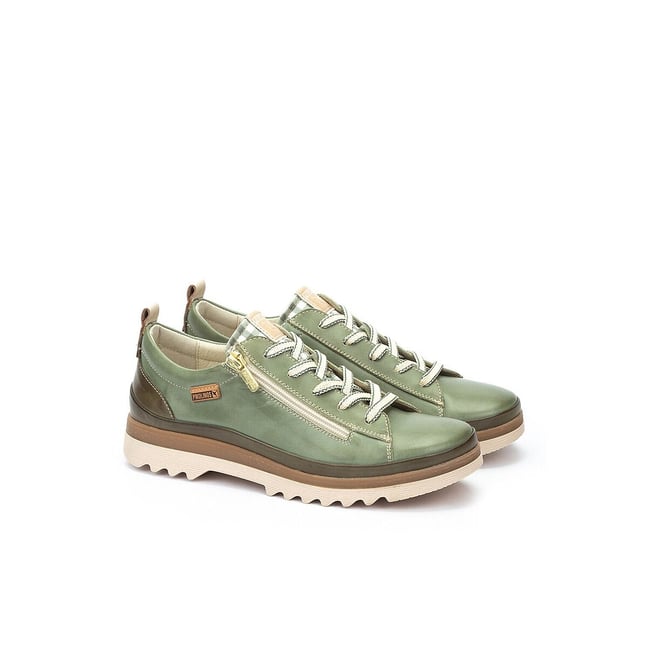 Baskets en cuir zippées, VIGO vert <span itemprop=