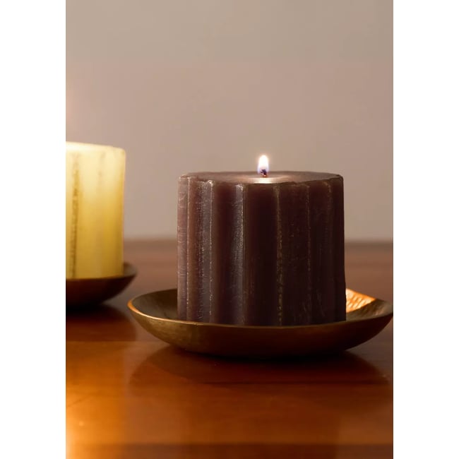 Bougie géométrique 400 g Couleur marron <span itemprop=