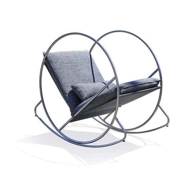 Rocking chair de jardin alu textilène CAPRERA gris <span itemprop=