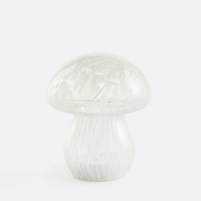 Lámpara seta decorativa LED de cristal, Onoki blanco <span itemprop=