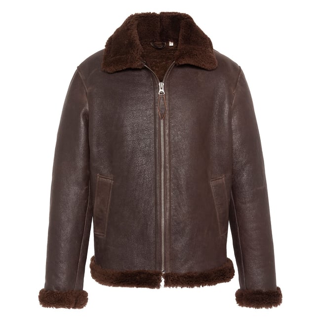 Blouson bombardier, en cuir de mouton, LC1260 marron <span itemprop=