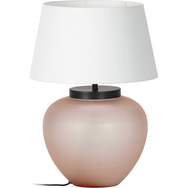 Lampe de table en verre taillé à la main Couleur rose poudré et noir <span itemprop=