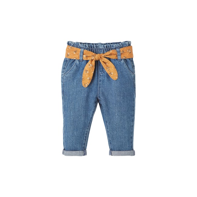 Jean paperbag avec ceinture denim stone <span itemprop=