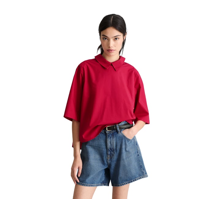 Blouse popeline à manches courtes regular avec détail de plis dans le dos - MARC O’POLO DENIM