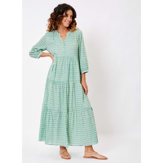 Robe longue voile de coton bio évasée imprimée CATALEYA - LA FIANCÉE