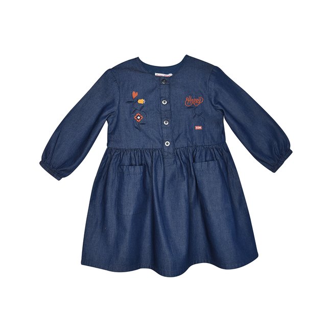 Robe juliette jean manches longues enfant bleu <span itemprop=