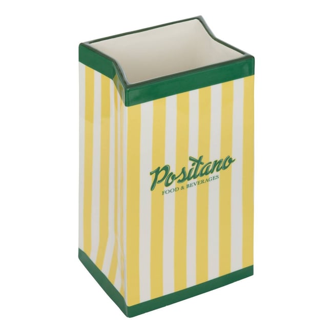 Vase rectangulaire rayé en dolomite DELLA Couleur jaune <span itemprop=