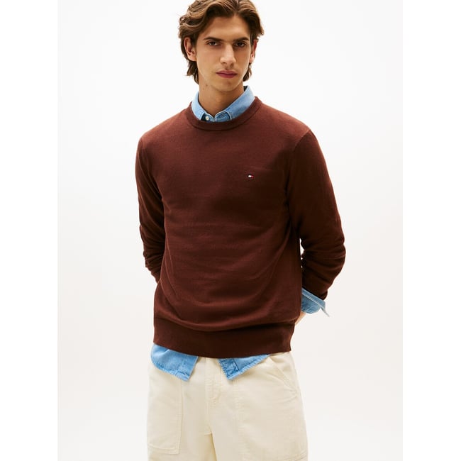 Pull col rond en coton pima et cachemire - TOMMY HILFIGER