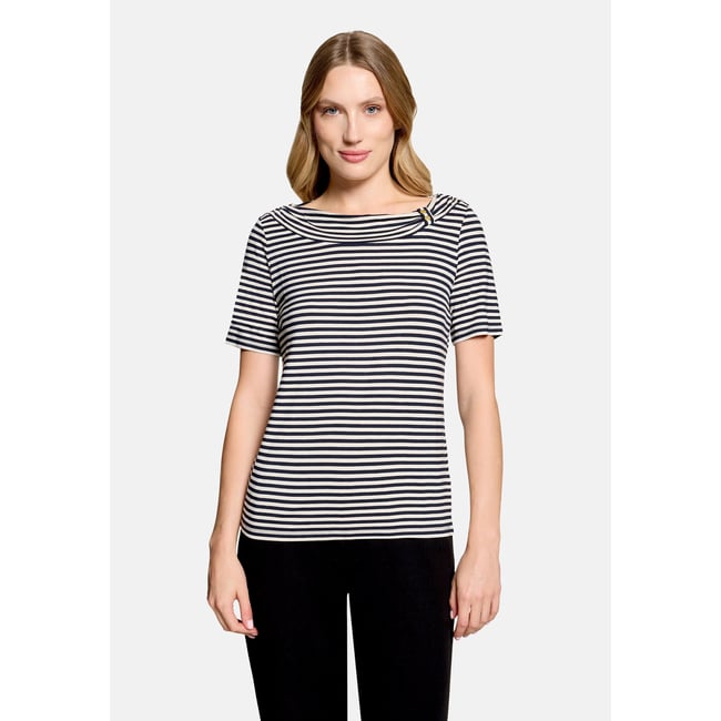 T-shirt à rainures à fronce dark blue/beige <span itemprop=