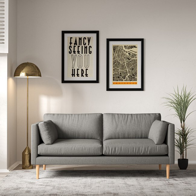 Gabriela Modern Soft Brushed 3 Seater Feather Sofa with Light Wood Legs - SO'HOME
