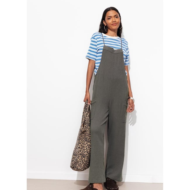 Salopette gaze de coton gris foncé <span itemprop=