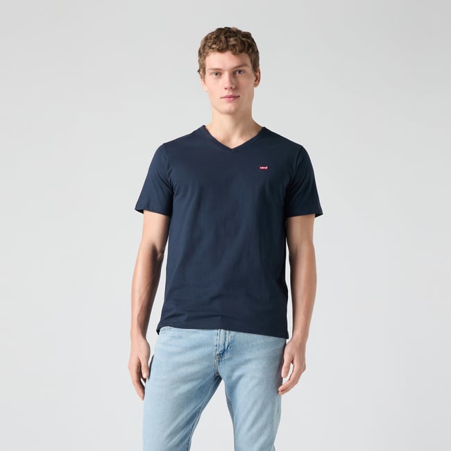T-shirt col V classique Housemark bleu - navy blazer <span itemprop=