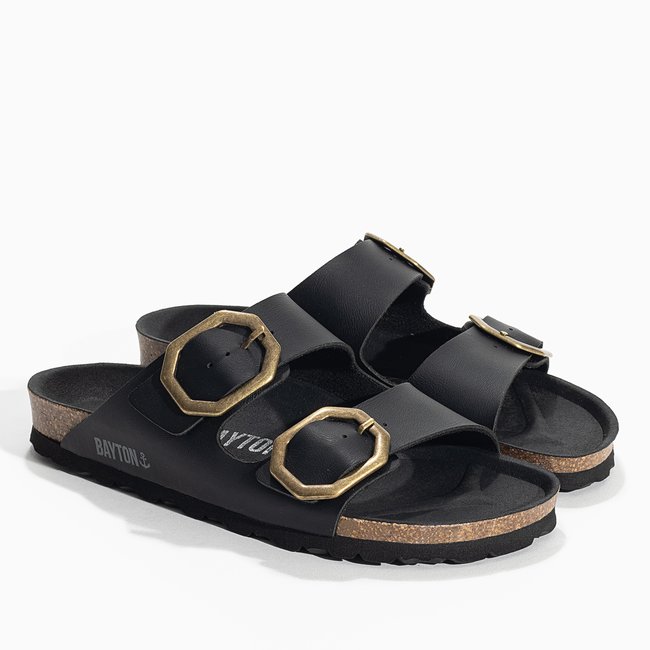 Sandales Vegan ATLAS pour femme noir <span itemprop=