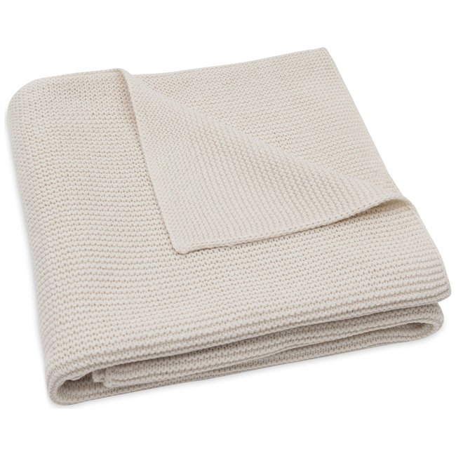 Couverture en tricot ecru <span itemprop=