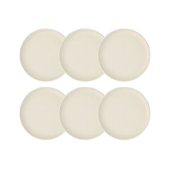 Lot de 6 assiettes à dessert 20cm en grès, DUNE Couleur beige <span itemprop=
