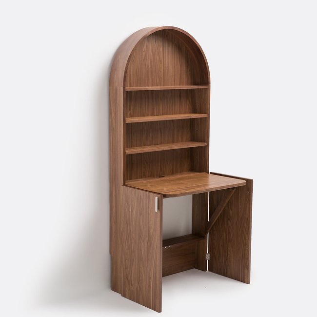 Bureau bibliothèque, Marcela Couleur plaqué noyer <span itemprop=