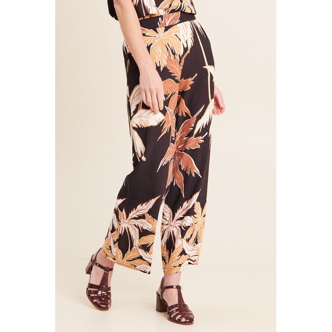 Pantalon large taille haute noir <span itemprop=