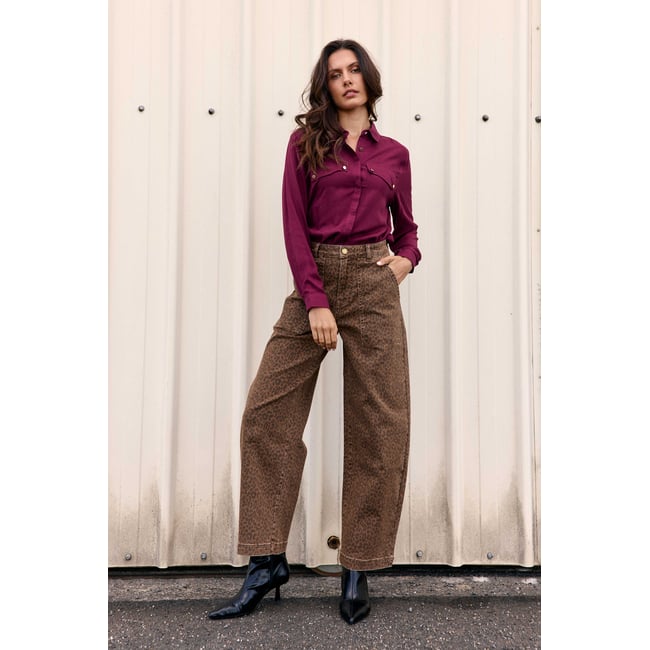 PANTALON imprimé animalier PELYAN 08-leopard <span itemprop=