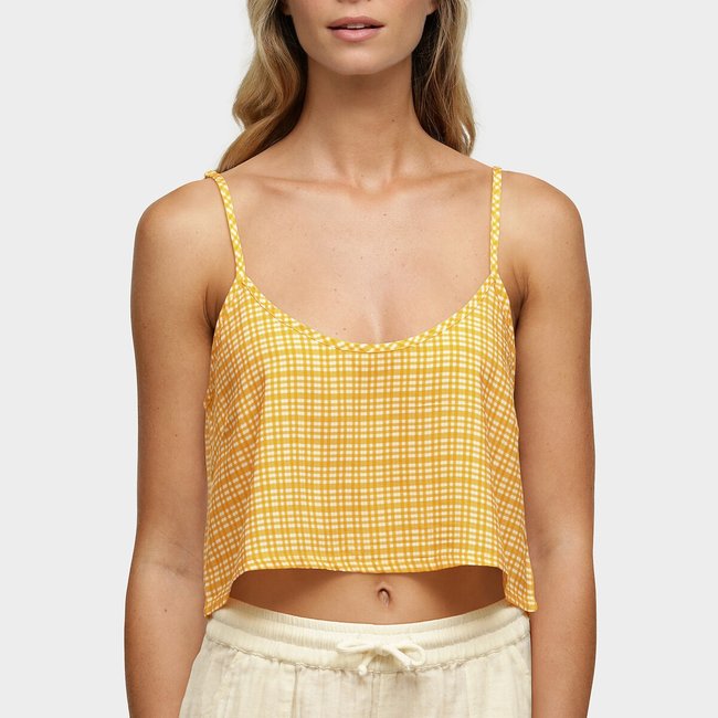 Top de praia, Ella quadrados amarelo/branco <span itemprop=