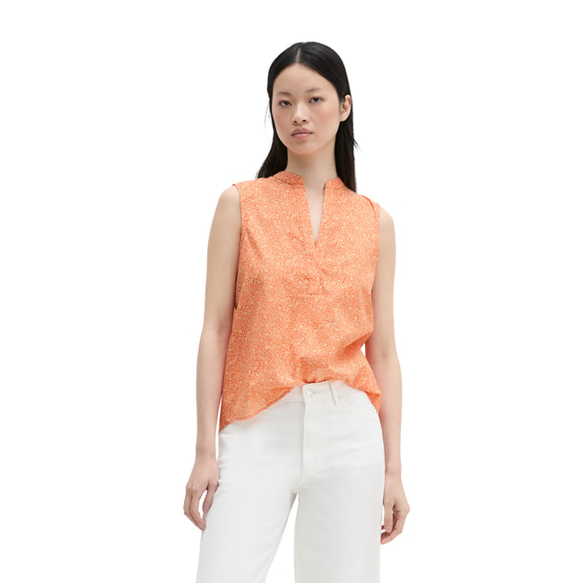 Blouse sans manches loose en voile de coton imprimé - MARC O'POLO