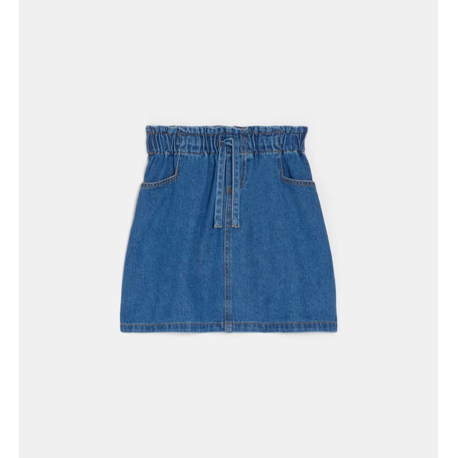 Jupe droite taturin den coton denim bleu moyen <span itemprop=