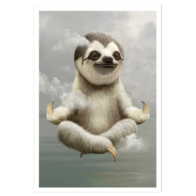 Affiche enfant paresseux méditant - HEXOA