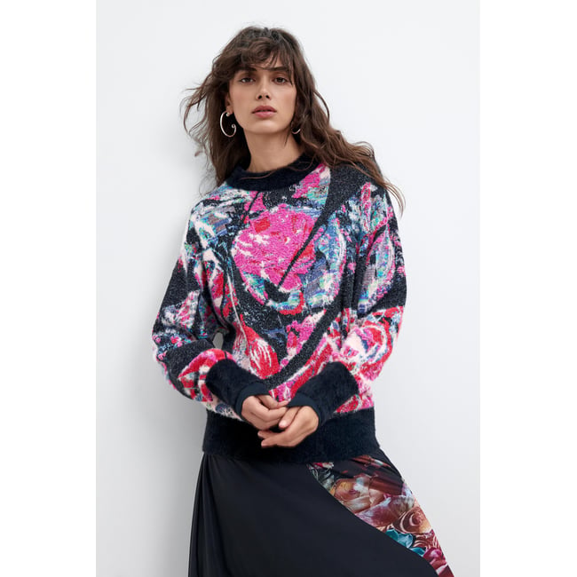 Pull oversize imprimé M. C. Lacroix noir <span itemprop=