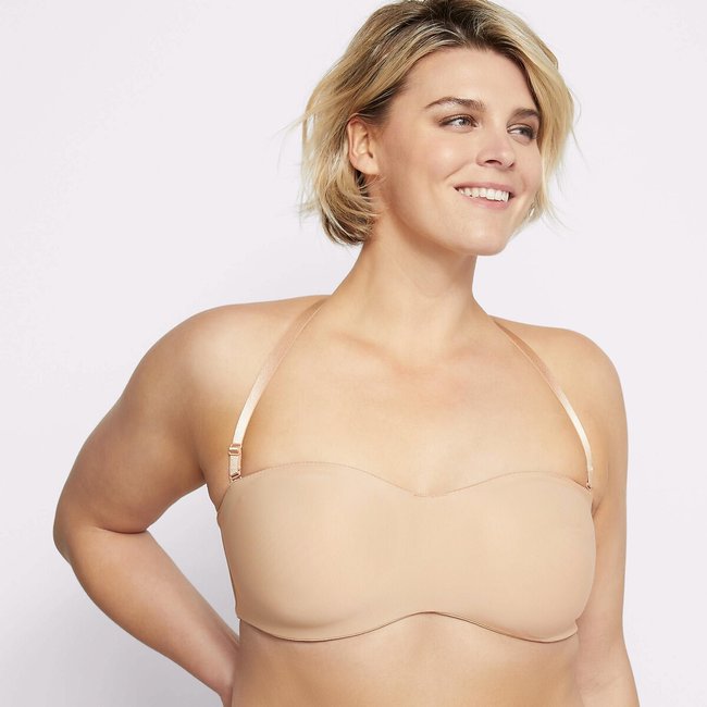 Soutien-gorge bandeau minimiseur  beige nude <span itemprop=